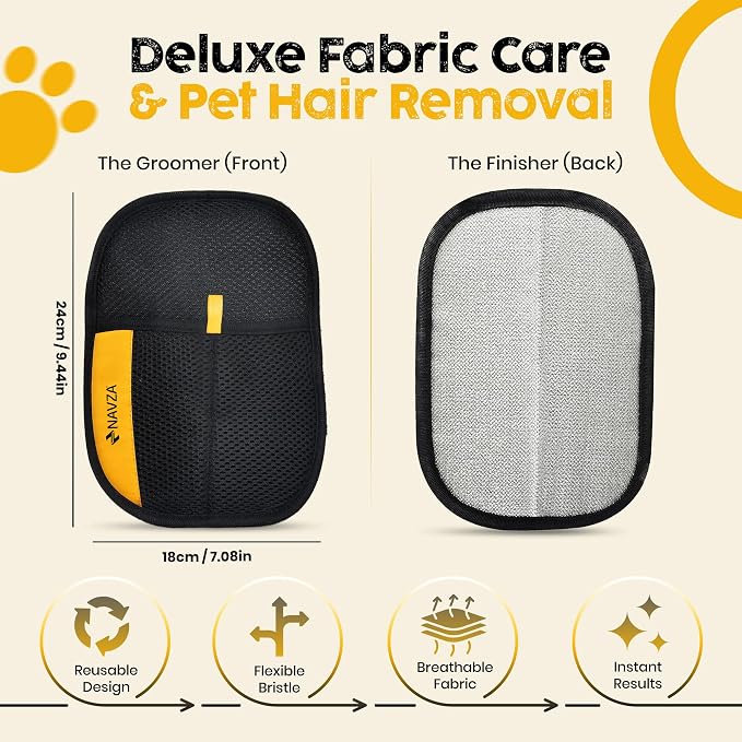 Pet Hair Removal Glove for Dogs & Cats – Reusable Electrostatic Pet Hair Remover Glove Quick Wiping & Washable – 2PCS Magic Brush pet Hair Tool with Comb & 2 Wall Hooks