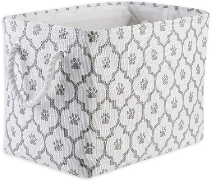 Bone Dry Pet Storage Collection Lattice Paw Print, Medium Rectangle, White/Gray