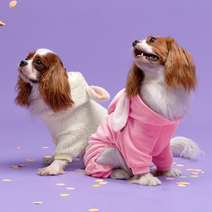 Fitwarm Halloween Sheep Dog Costumes, Funny Clothes for Small Dogs Boy Girl, Pet Apparel, White, Pink, XS