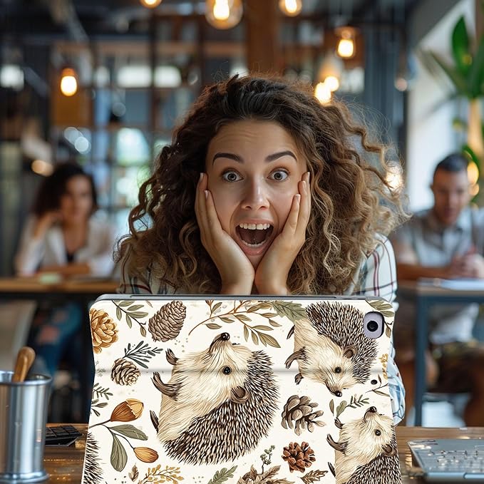 for Microsoft Surface Pro 7 Plus,Surface Pro 7/6/5/4 12.3" Tablet Case,Auto Wake/Sleep,Adjustable Stand Protective Cover - Hedgehog