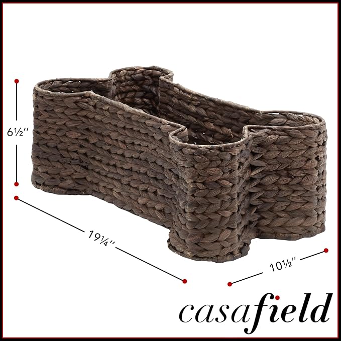 Casafield Dog Bone Shaped Storage Basket - Espresso, Large Woven Water Hyacinth Pet Toy Organizer Bin