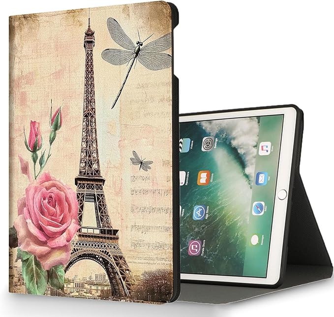 for Microsoft Surface Go 4/3/2/1-10.5" 2021 Tablet Case,Auto Wake/Sleep,Adjustable Stand Protective Cover - French Vintage Tower Rose