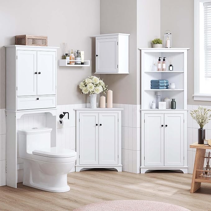 Spirich Small Medicine Cabinet, Bathroom Wall Cabinet Over Toilet, White | FSC-Certified MDF, Single Door, Adjustable Shelf, Compact Hidden Storage for Bathroom, Kitchen or Laundry