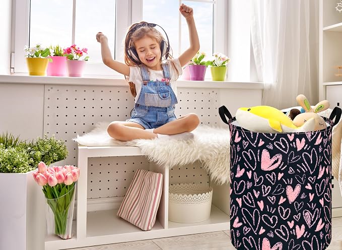 MAIZMZ Girls Room Storage Basket Decor Organizer Bins Kids Hamper Storage Bins Toy Box Women Laundry Basket Large Canvas Collapsible Chest for Home/Dorm/Kitchen/Pet/Office/Closet/Shelf/Gift Baskets