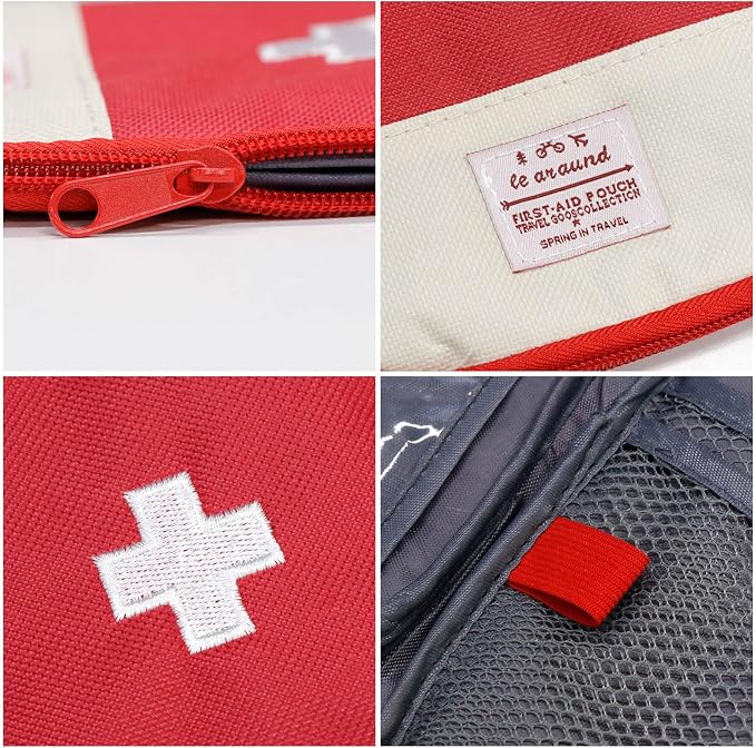 Faylapa 3 Pcs Mini Empty First Aid Bag, 7x5 inches Mini Portable Medical Pouch, Travel Emergency Multifunction Emergency Storage Bag for Hiking, Home, Travel, Camping, Outdoor, Car, Office(Bag Only)