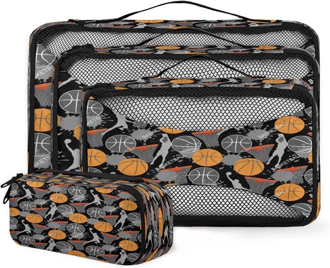 Basketball Player Packing Cubes for Travel, Luggage Packing Organizers, Basketball Sport Travel Accessories Large Toiletries Bag for Clothes Shoes Cosmetics Toiletries