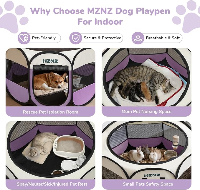 Dog Cat Small Animal Puppy Playpen Crate, Medium, Purple