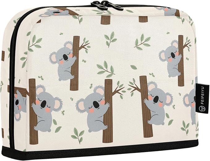 Aslsiy Large Capacity Pencil Case Grey Koala Bear Leaves (1) Pencil Pouch for Boys Girls Portable Pen Bag Organizer Standing Makeup Bag for School Office Supplies