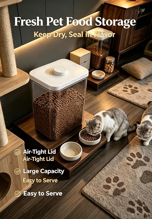 LivLab Mker Pet Food Storage Container With Lids & Cup | 5.5L/5.5KG Airtight Up to 10 lbs Capacity For Dog, Cat, Bird Food, Keep Fresh