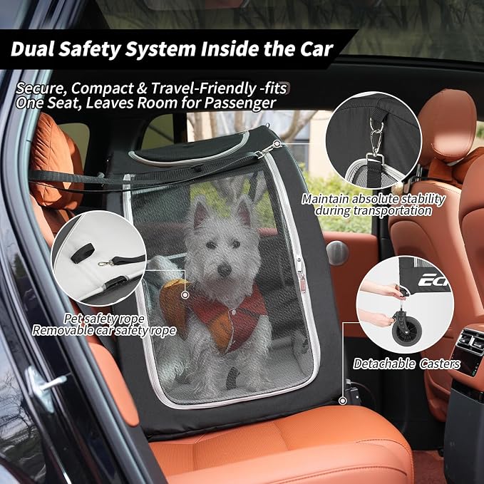 EchoSmile 4-Wheel Pet Stroller for Dogs & Cats, Up to 135 lbs, Black | Lightweight Carrier · Storage Basket Included · Adjustable Handle · Removable Pad