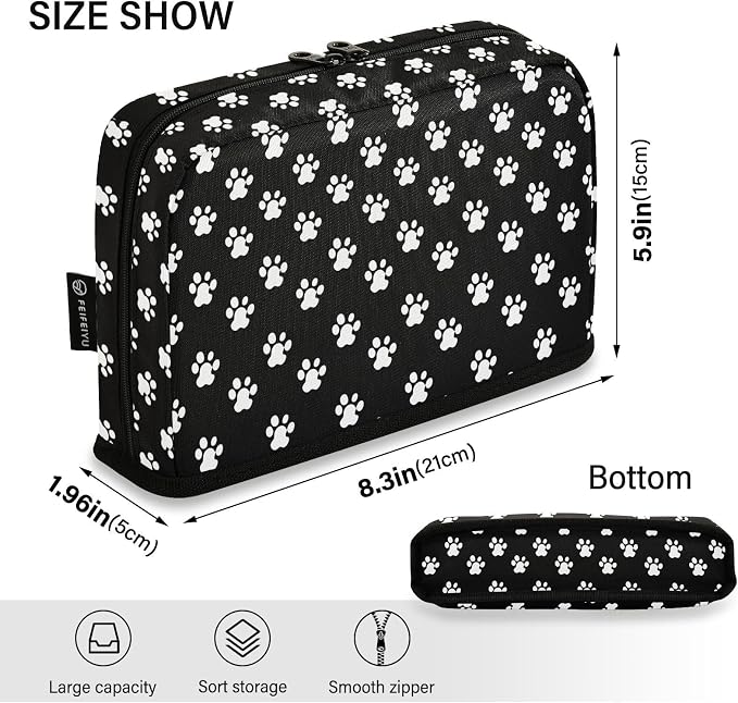 Large Capacity Pencil Case, Cute Pet Prints Pen Pouch Carrier Bag Cases Portable Cosmetic Bags School Office Supplies