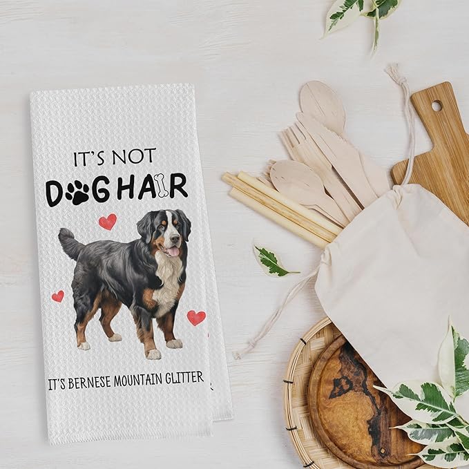 Bernese Mountain Dog Dish Towels - Funny Bernese Mountain Dog Waffle Weave Kitchen Towels, Gifts for Bernese Mountain Dog Lovers (16×24 Inches Set of 2)