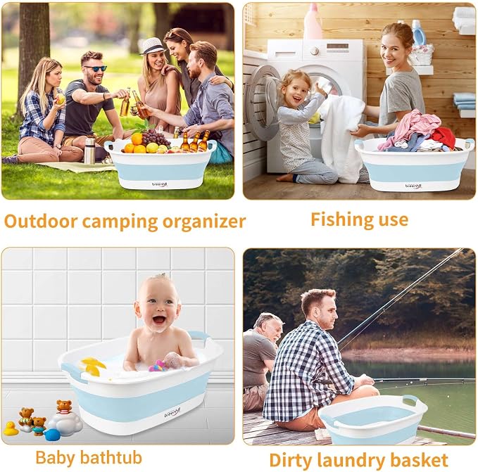 Collapsible Dog Bath Tub, Portable Puppy Bathtub with Drain Plug, Blue | Collapsible and Portable,Easy Water Drainage,For Small Dogs, Puppies and Cats, Indoor and Outdoor Use, Space-Saving Storage
