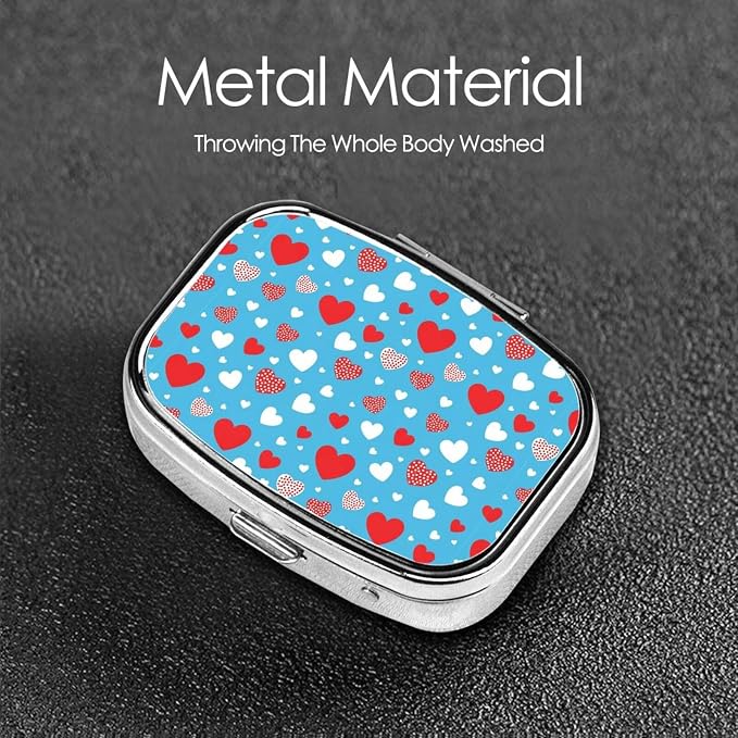 Portable Medicine Case Mini Pill Holder Vitamin Organizer Purse Pocket Essential Business Trip, Valentine's Day Elegant Love Pattern