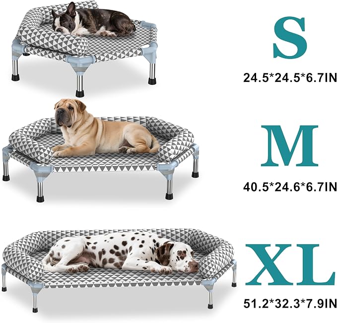 Kuntrust Orthopedic Dog Bed for Small Dogs，U-Shaped Bolster ，Up to 75 lbs | 6-Sided Design，Elevated Dog bed，Breathable Fabric, Dual-Layer Cotton, Stainless Steel Frame, Anti-Slip Feet