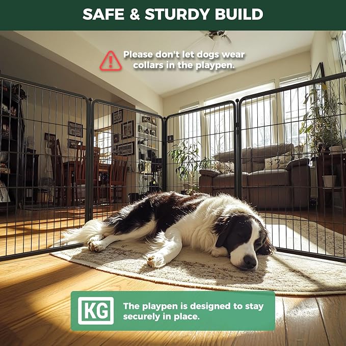 FXW Homeplus Indoor Dog Playpen, 40" H, 6 Panels, for Medium & Large Dogs | Stress-free play, Heavy-duty, Semi-open design, Easy setup, Threshold-free gate, Expandable, Patented