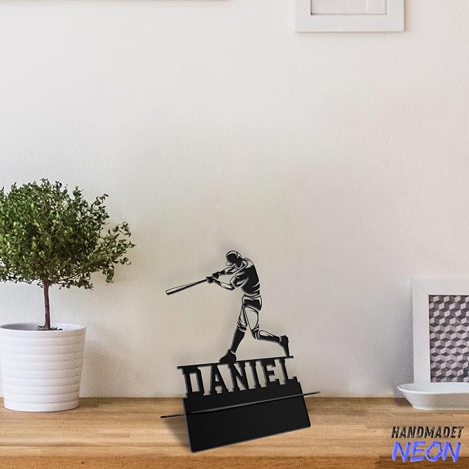 Personalized Baseball Batter Phone Holder, Custom Name Metal Desk Stand, Athlete Swing Dock, Tablet, Smartphone Display Stands, Gifts For Friends, Sports Lovers, Teens, Christmas