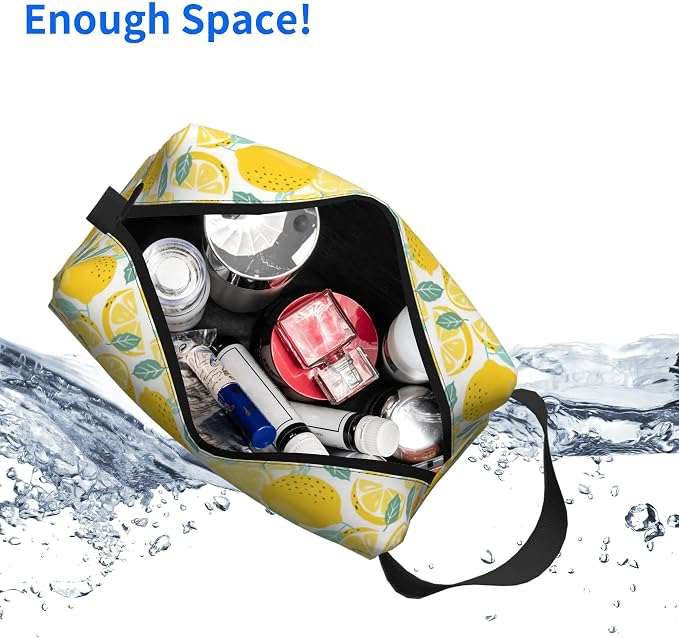 Lemon Makeup Bag - Durable 600D Oxford Fabric Travel Cosmetic Bag, Shockproof Foam Padded Toiletry Organizer for Gym & Daily Use 10x6.2x4.9 Inch