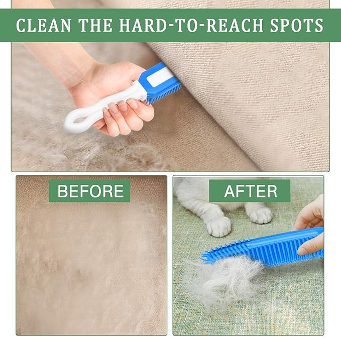 3 Pieces Pet Hair Remover - Car & Auto Detailing Brush, Lint Remover for Dogs Cats, Rubber Massage Brushes for Furniture, Car Interiors, Carpet