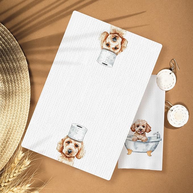 Funny Poodle Bathroom Hand Towels Set of 3, Poodle Decor Hand Towels for Bathroom, Poodle Mom Gifts, Gifts for Poodle Lovers, Kids Bathroom Decor, Dog Bathroom Decor, 16x24 Inch