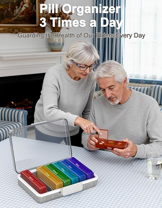 CTIME 4-Tier Extra-Large Medicine Organizer with Portable Pill Case Empty | Multipurpose Medical Box, Pill Organizer for Home Needs, Clear Visible Lids, Neatly Categorized, Home & Travel Essentials