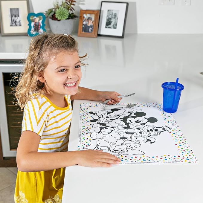 J.L. Childress Disney Baby Side Sling Cargo Net, Stroller Organizer & 24 Pack ColorMe Placemats with Mickey Black