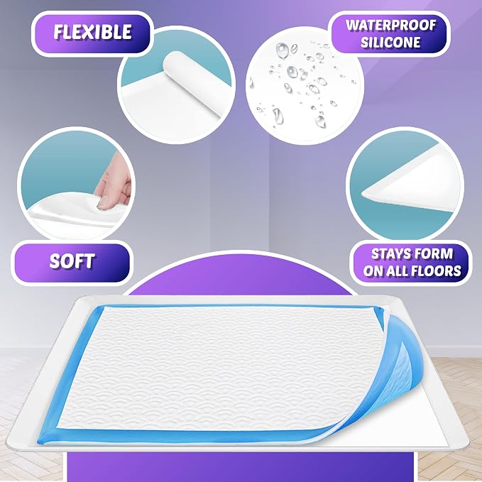 Dog Pee Pad Holder - Fits Up to 30” x 36” Pee Pad - 1 Pack - White | Stable Grip, Soft Edges, Quick Wipe Silicone Surface, Dog Pad Holder for Indoor Flooring Protection