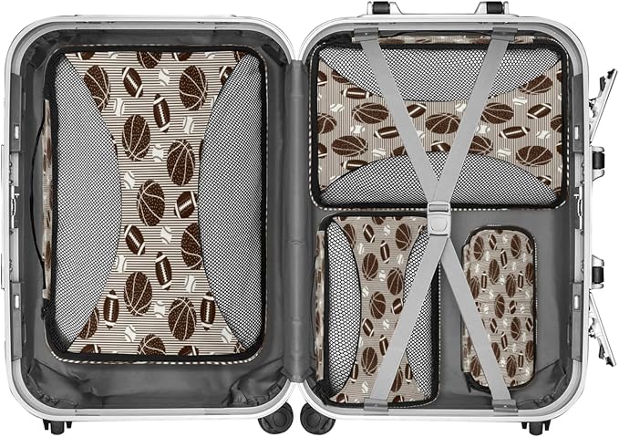 Football Basketball Baseball Packing Cubes for Travel, Luggage Packing Organizers, Sports Theme Travel Accessories Large Toiletries Bag for Clothes Shoes Cosmetics Toiletries