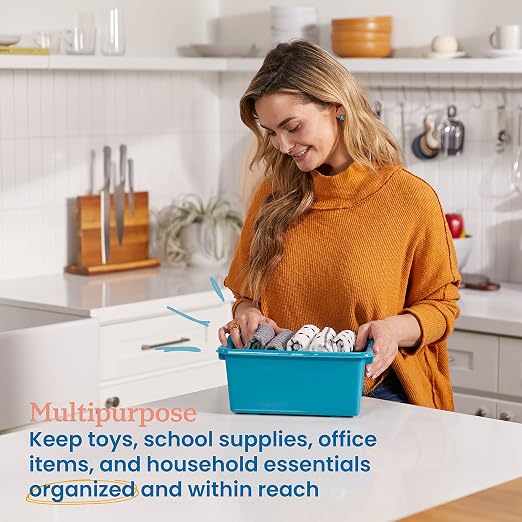 ECR4Kids Scoop Front Storage Bins, Multipurpose Organization, Contemporary, 10-Piece | Durable plastic, GREENGUARD Gold Certified, 1.2 gallon capacity, lightweight & nestable, built-in handle, classroom/home use