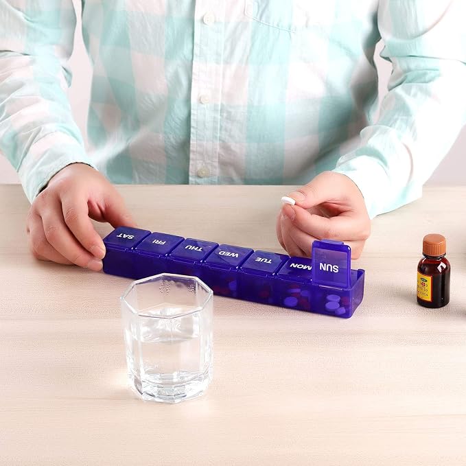 Pill Organizer Pink XL Extra Large Weekly ﻿ | Portable Medicine, Daily Pill Cases for Pills/Vitamin/Fish Oil/Supplements