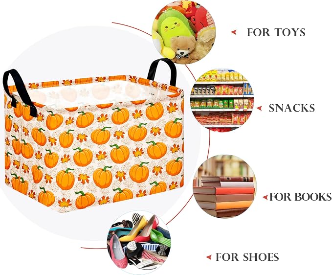 Baby Storage Basket Nursery Box Laundry Hamper Organization Bins for Toys and Clothes with Handles (Autumn Festival)