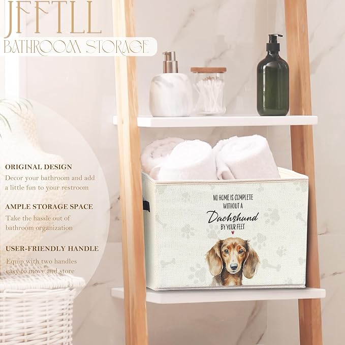 Funny Weiner Dog Toy Basket, Dachshund Home Decor, Dachshund Lovers Gifts Collapsible Pet Dog Toy Storage Bin Box Basket Organizer, Pet Supplies for Dogs