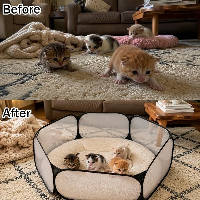 Cat Birthing Box - Whelping Box for Pregnant Cats & Dogs, Portable Foldable Whelping Pool for Pet with Storage Bag