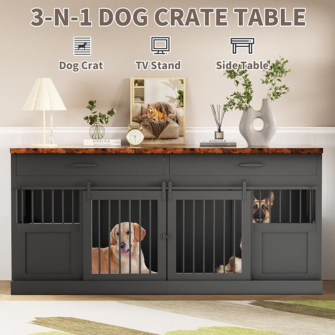 71 inches Dog Crate Furniture Decorative Indoor Dog Kennel Furniture