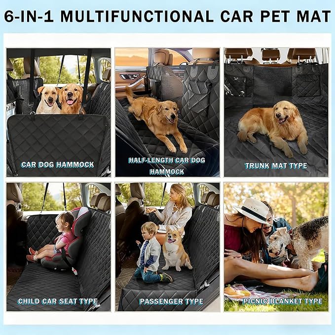 Dog Car Seat Cover for Geely Atlas/Geely Boyue/Coolray/Geely Bin | Waterproof Pet Car Hammock, Side Flaps Storage Pockets, Heavy Duty Scratchproof Dog Cover for Back Seat with Mesh Window