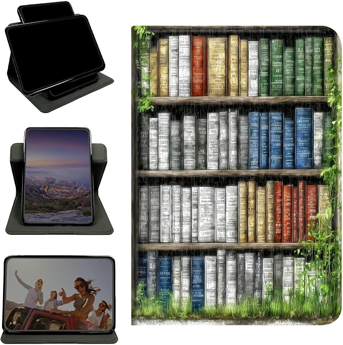 Case for Samsung Galaxy Tab E 9.6" 2015 SM-T560/T561/T567, 360 Degree Rotating Stand with Multi-Angle Vertical & Horizontal Viewing Shockproof Shell for Women Men, Green Books