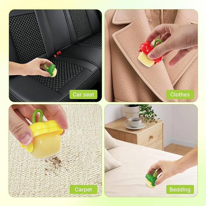 2 Pcs Protable Mini Lint Rollers, Reusable Washable Lint Rollers for Clothes Car Seats with Protective Cap, Travel Portable Lint Roller - Fits in Wallet, Pet Hair Remover(Green)