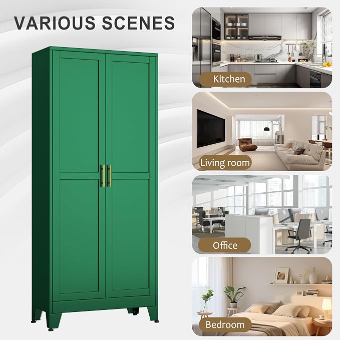 pozdeg 75" Green Heavy Duty Metal Garage Storage Cabinet