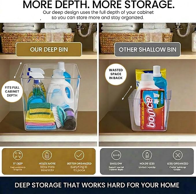 Sorbus Clear Storage Bins 2 Pack Extra Large – BPA-Free Clear Bins for Organizing Pantry, Toys & Laundry | Clear Storage Containers with Handles, 13.75x9.75x8.75
