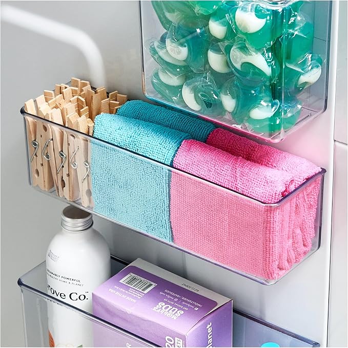 iDesign Magnetic Clear Plastic Organizer Bins, Medium, 4-Pack | Laundry Room Storage