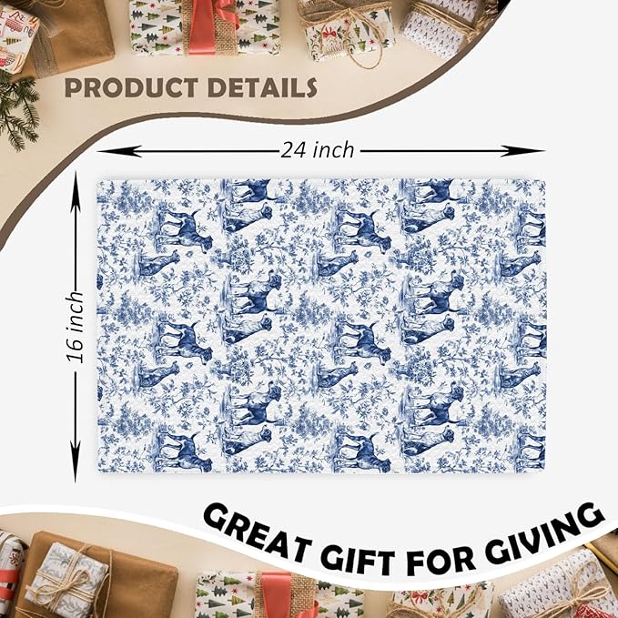Jack Russell Kitchen Dish Towels,Blue and White Floral Dog Towel Dish Tea Towels, Chinoiserie Decor for Kitchen Bathroom,Jack Russell Terrier Gifts for Dog Lover Mom Dad,16x24 Inch