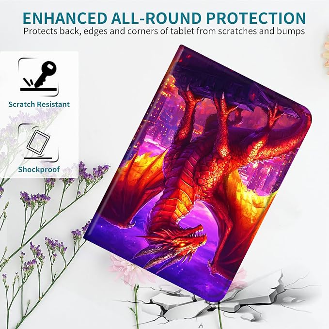 Case for Samsung Galaxy Tab A 8.4" 2020 SM-T307, 360 Degree Rotating Stand with Multi-Angle Vertical & Horizontal Viewing Shockproof Protective Shell for Women Men, Purple Red Dragon