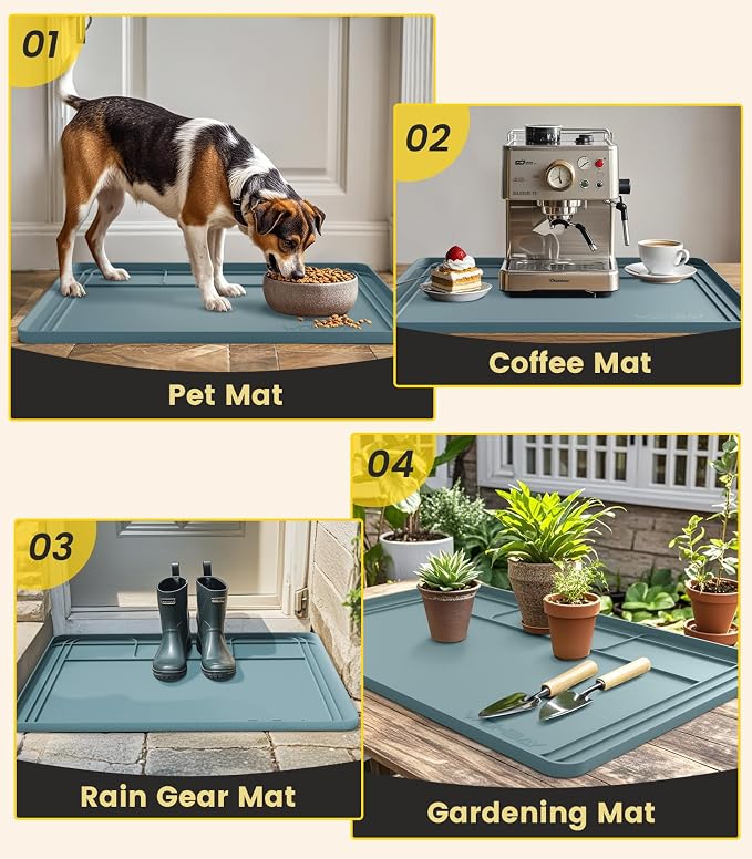 Under Sink Mats for Kitchen Waterproof 34"x22",Teal | Cut to Fit Design for Various Sizes, Leak-Proof Cabinet Protection,Durable Silicone Material,Versatile Home Use