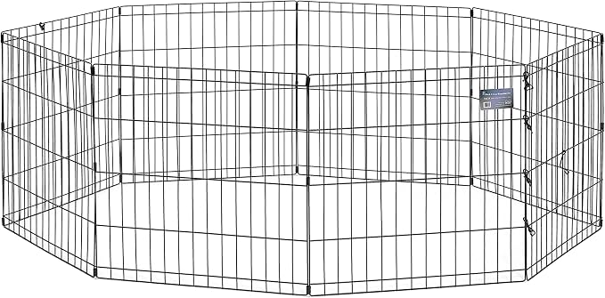 Midwest 24-Inch Exercise Pen, No Door, 16 Sq Ft Play Area | for Indoor and Outdoor Use, No Door Design for Maximum Security, Easy to Set Up, Foldable Playpen