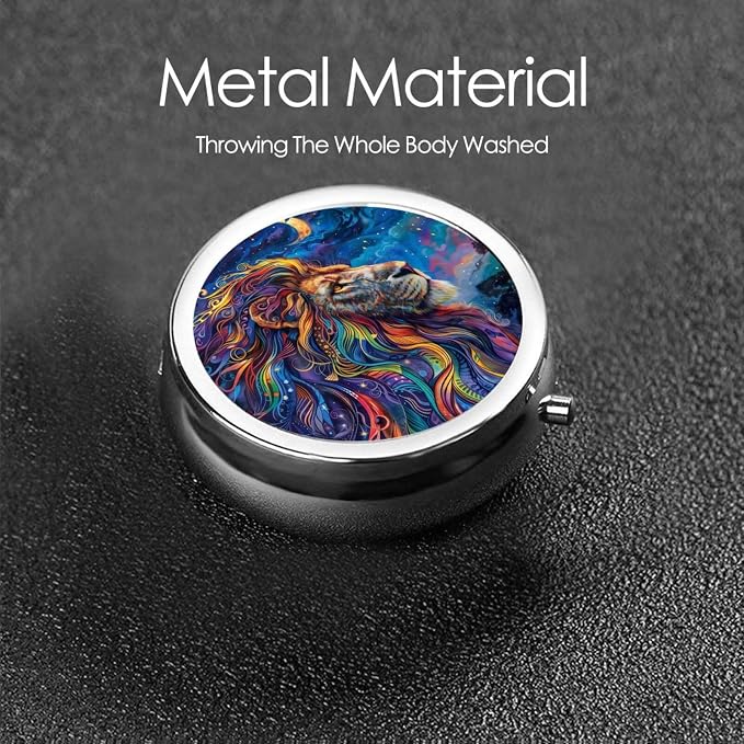 Celestial Lion Portable Pill Organizer | 3 Compartment, With Mirror, For Men Women, For Daily Supplements, Vitamins, Fish Oil, Jewelry, Candy, Travel
