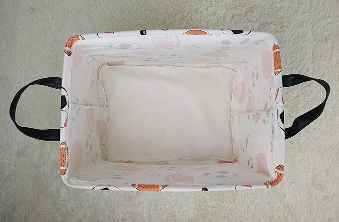 Storage Gift Shelf Basket Storage Bin, Nursery Basket Organizer Box for Room Deco With Handles (Basketballs)