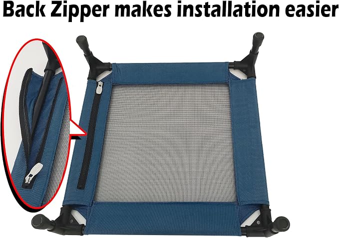 Pozico Elevated Pet Bed with Breathable Mesh for Small Cat and Dog, Raised Cooling Pet Cot for Puppy and Kitty, 18.9x18.9 inch (Navy Blue Bed)