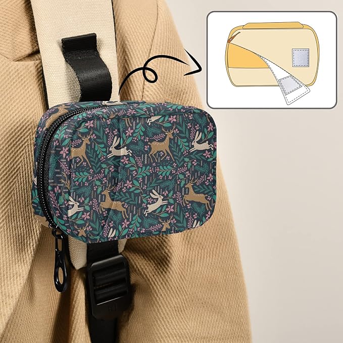 Animal Deer Rabbit Pill Box 7 Day Pill Case Travel Pill Organizer Bag with Zipper Portable Weekly Case Compact Size for Vitamin Supplement Holder