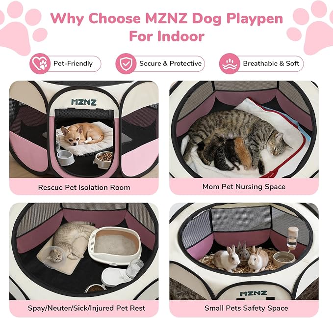 Dog Cat Small Animal Puppy Playpen Crate, Small, Pink | Portable Pop Up Pet Cage Enclosure Tent Kennel Indoor Outdoor with Carrying Case, No Assembly, Camping Use
