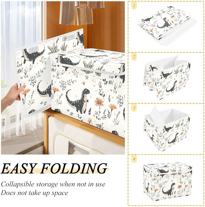 Beauty Dinosaurs Storage Bins Storage And Organization With Handle for Sheet Small Spaces